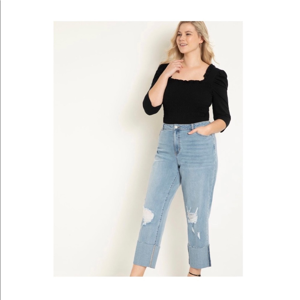 NWT! Eloquii Distressed Wide Cuffed Jeans